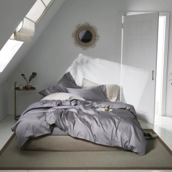 Постільна білизна TRUE GREY Premium Сатин однотон MERISET - Полуторний на резинці