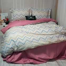 Постільна білизна Абстракція зігзаг Ранфорс MERISET - Двоспальний на резинці