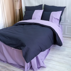 Постільна білизна PREMIERE Темносинє/Лавандовий настрій Ранфорс MERISET - Полуторний