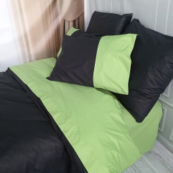 Постільна білизна PREMIERE Чорний/Фісташка Ранфорс MERISET - Полуторний