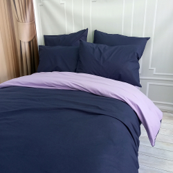 Постільна білизна ДУЕТ Темносинє/Лавандовий настрій Ранфорс MERISET - Полуторний