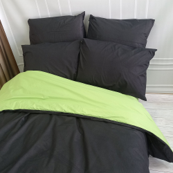 Постільна білизна ДУЕТ Чорний/Фісташка Ранфорс MERISET - Полуторний