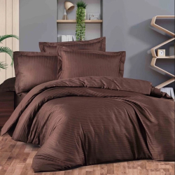 Постільна білизна Шоколадно-коричневе Сатин страйп MERISET - Полуторний