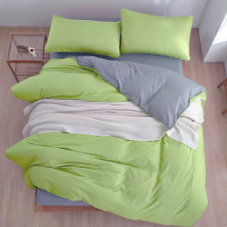 Постільна білизна ДУЕТ Фісташка/Сірий Ранфорс MERISET - Полуторний