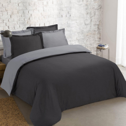 Постільна білизна ДУЕТ Чорний/Сірий Ранфорс MERISET - Полуторний