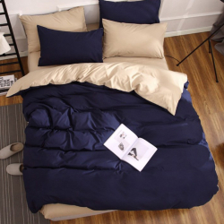 Постільна білизна ДУЕТ Темно-синій/Крем-брюле Ранфорс MERISET - Полуторний