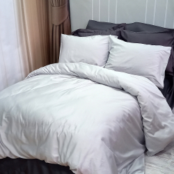 Постільна білизна ДУЕТ PLATINUM/ANTHRACITE Premium Сатин MERISET - Полуторний на резинці