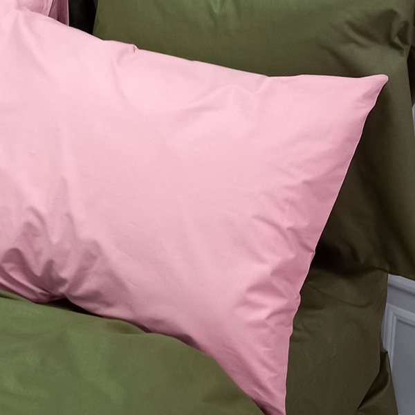 Постільна білизна ДУЕТ Пудра/Темний Хакі Ранфорс MERISET - Полуторний - фото №3