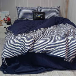 Постільна білизна Смугастий синій Ранфорс MERISET - Полуторний