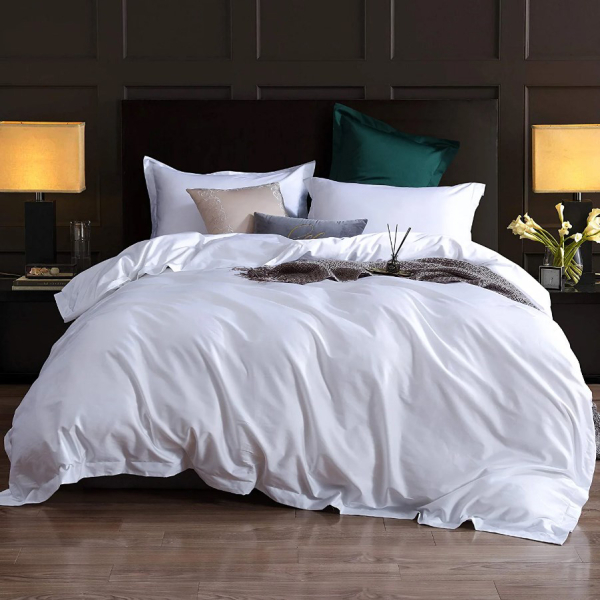 Постільна білизна WHITE Premium Сатин однотон MERISET - Полуторний - фото