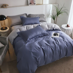 Постільна білизна ДУЕТ INDIGO/TRUE GREY Premium Сатин однотон MERISET - Полуторний