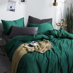 Постільна білизна ДУЕТ ROYAL GREEN/ANTHRACITE Premium Сатин однотон MERISET - Двоспальний