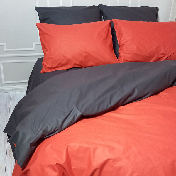 Постільна білизна ДУЕТ Теракот/Антрацит MERISET - Полуторний - фото №4