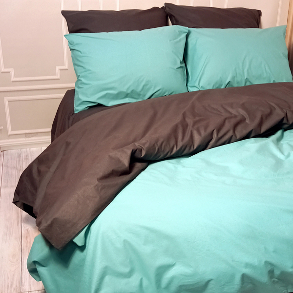 Постільна білизна ДУЕТ М'ятна лагуна/Антрацит MERISET - Полуторний - фото №5