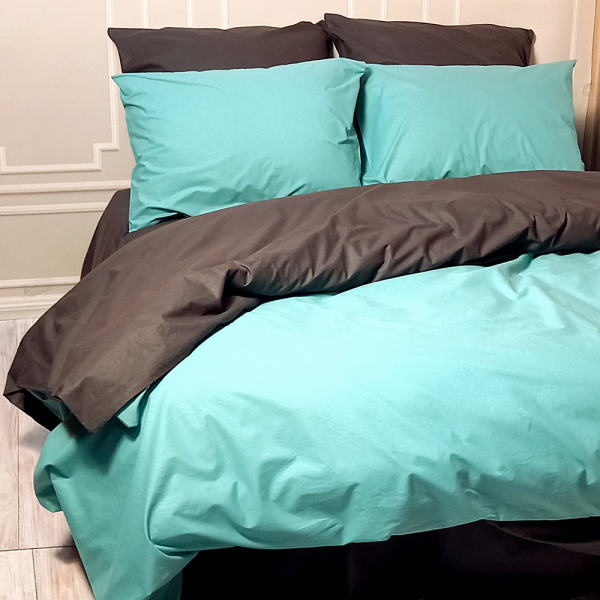 Постільна білизна ДУЕТ М'ятна лагуна/Антрацит MERISET - Полуторний - фото №4