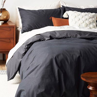 Постільна білизна ДУЕТ Чорний/Білосніжний Ранфорс MERISET - Полуторний - фото