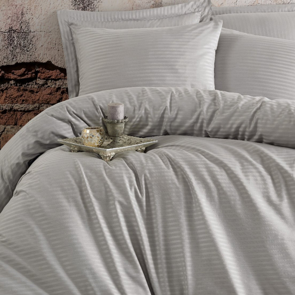 Постільна білизна SOFT GRAY Elite Сатин страйп MERISET - Полуторний - фото