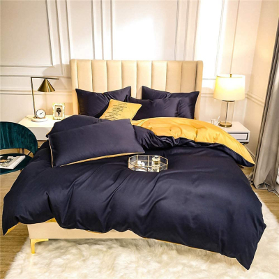 Постільна білизна ДУЕТ ROYAL NAVY/GOLDEN Premium Сатин однотон MERISET - Полуторний - фото
