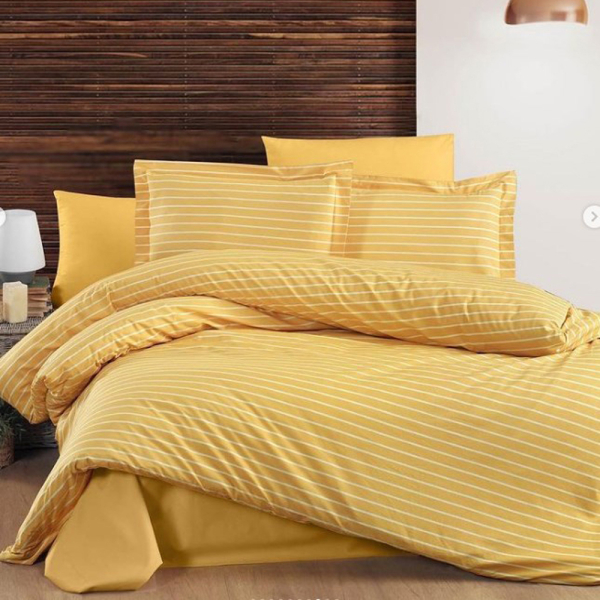 Постільна білизна Смужка жовта Ранфорс MERISET - Полуторний - фото