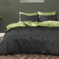 Постільна білизна ДУЕТ BLACK/PISTACHIO Premium Premium Сатин однотон MERISET - Євро