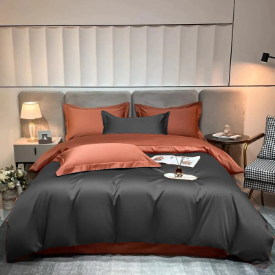 Постільна білизна ДУЕТ ANTHRACITE/GRAPE Premium Premium Сатин однотон MERISET - Полуторний - фото