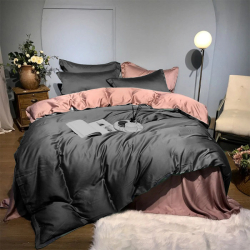 Постільна білизна ДУЕТ ANTHRACITE/WISPER PINK Premium Premium Сатин однотон MERISET - Двоспальний