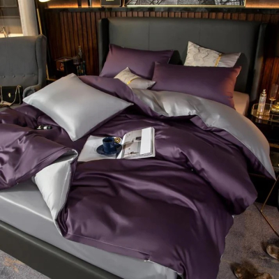 Постільна білизна ДУЕТ VIOLET FLOWER/PLATINUM Premium Premium Сатин однотон MERISET - Полуторний - фото