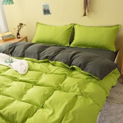 Постільна білизна ДУЕТ Фісташка/Темний хакі Ранфорс MERISET - Полуторний - фото