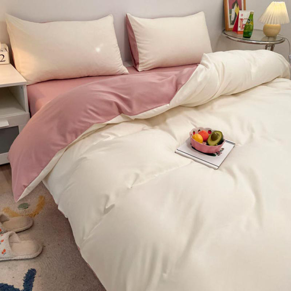 Постільна білизна ДУЕТ Пломбірне морозиво/Пудра Ранфорс MERISET - Полуторний - фото