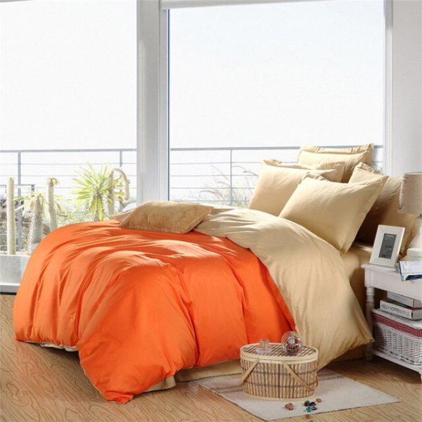 Постільна білизна ДУЕТ Помаранчевий/Крем-брюле Ранфорс MERISET - Полуторний - фото