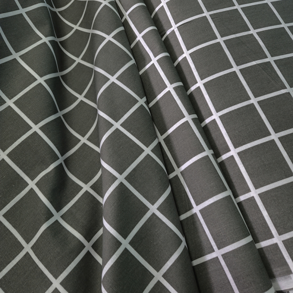 Постільна білизна Клітинка сіра Бязь Люкс MERISET - Полуторний - фото №2