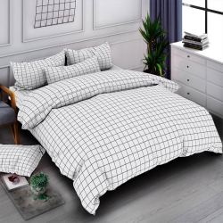 Постільна білизна Клітинка біла Бязь Люкс MERISET - Полуторний