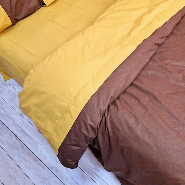 Постільна білизна PREMIERE Коричневий/Охра Ранфорс MERISET - Полуторний - фото №2