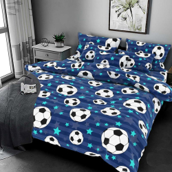 Постільна білизна Футбол синій Бязь Люкс MERISET - Полуторний