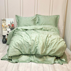 Постільна білизна GREEN FOG DAMASK Жакард MERISET - Євро