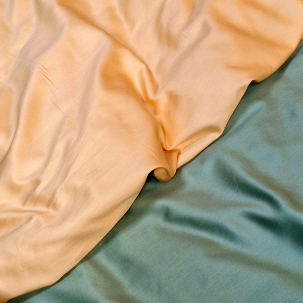 Постільна білизна ДУЕТ GREEN FOG/SOFT PEACH Premium Сатин однотон MERISET - Полуторний - фото №2