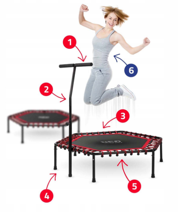 Фітнес батут Neo-Sport 127 см Red-black (1104) - фото №5