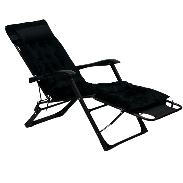 Розкладне крісло ліжко з оксамитовим матрацом LEOBRO Black (LB-FCB-G4-BLK) - фото №4