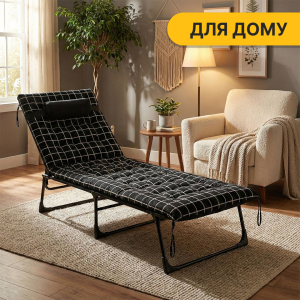 Розкладне ліжко (розкладачка) з оксамитовим матрацом і подушкою LEOBRO (LB-FB-A3-PAT) - фото №5