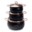 Набір каструль із нержавіючої сталі 2,6 л - 3,6 л - 6,1 л зі скляними кришками HP33525B - фото №2