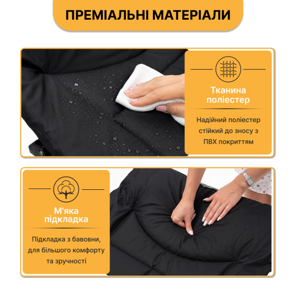 Туристична похідна розкладачка з вбудованим матрацом LEOBRO Black (LB-CC-K1-BLK) - фото №12