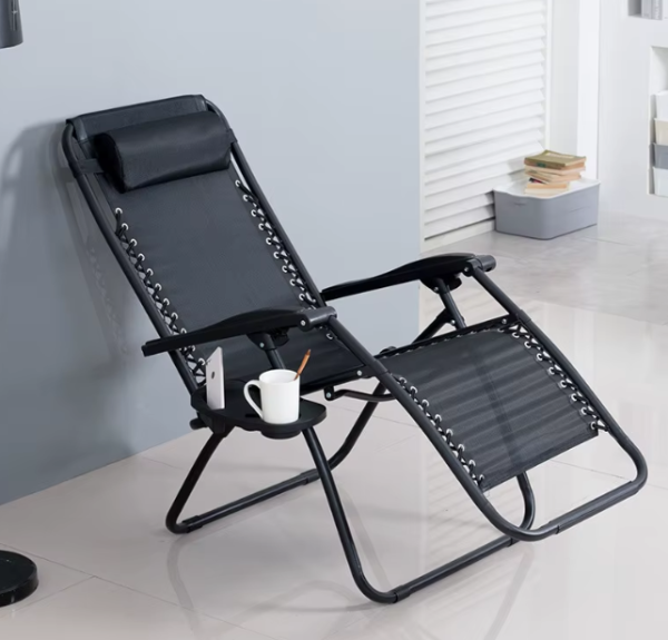 Розкладне крісло шезлонг LEOBRO Zero Gravity Black (LB-ZGC-A1-BLK) - фото №5