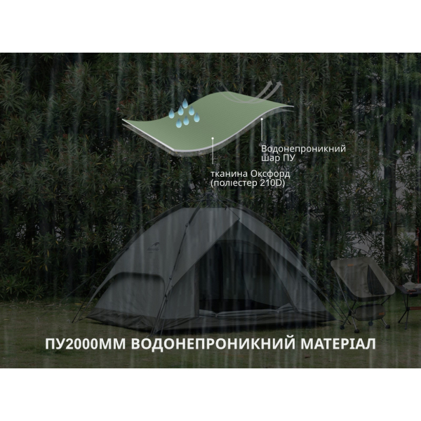 Намет тримісний автоматичний Naturehike NH21ZP008, темно-зелений - фото №8