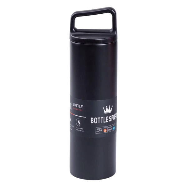 Термос металевий 500 мл Bottle Sport з вакуумною ізоляцією  чорний HPGM5009B - фото №3