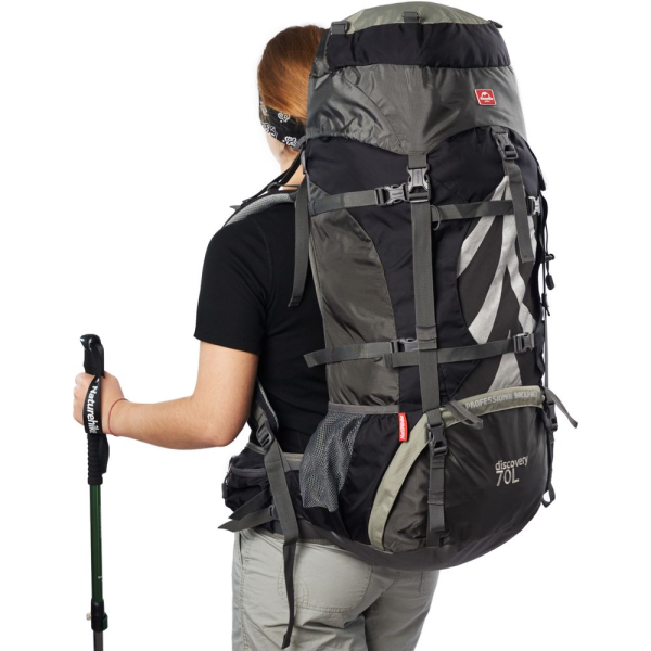 Рюкзак туристичний Naturehike NH70B070-B, 70 л + 5 л, чорно-сірий - фото №28