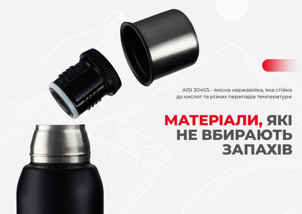 Термос Naturehike Q-9H NH19SJ010, 304 сталь, 1.0 л, чорний - фото №6