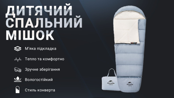 Спальник дитячий Naturehike С300 NH21MSD01, блакитний - фото №9