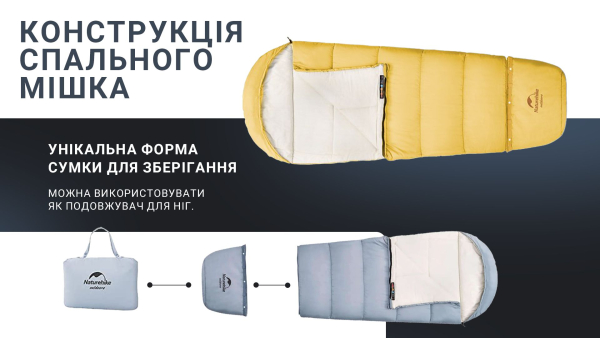 Спальник дитячий Naturehike С300 NH21MSD01, жовтий - фото №10