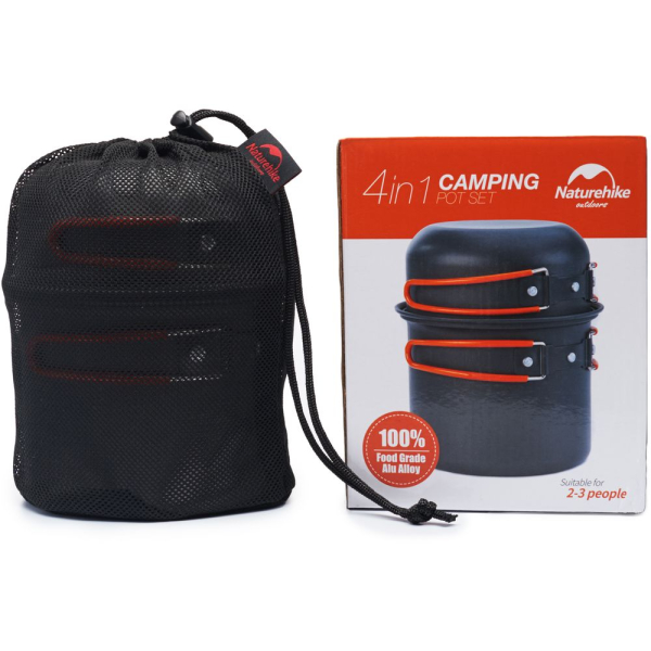 Набір посуду для кемпінга 4 од. Naturehike NH15T401-G, алюміній - фото №9
