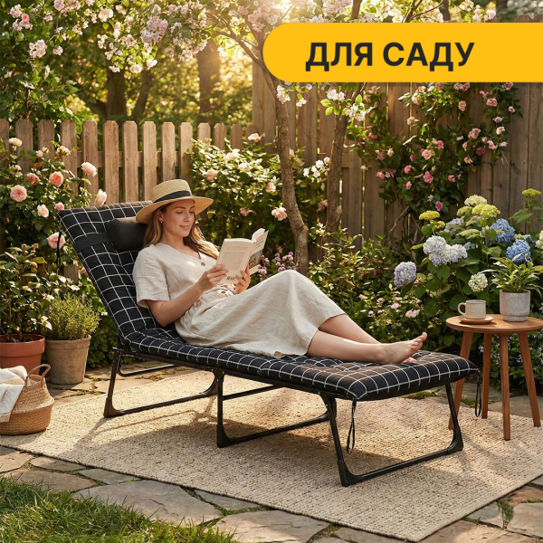 Розкладне ліжко (розкладачка) з оксамитовим матрацом і подушкою LEOBRO (LB-FB-A3-PAT) - фото №6